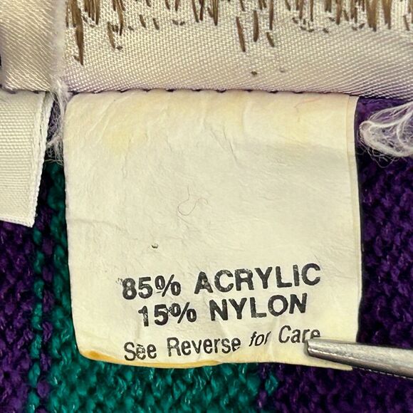 Vintage Neiman Marcus Sweater Womens Size 6 Purple Green Striped Made In USA 80s - Picture 5 of 7